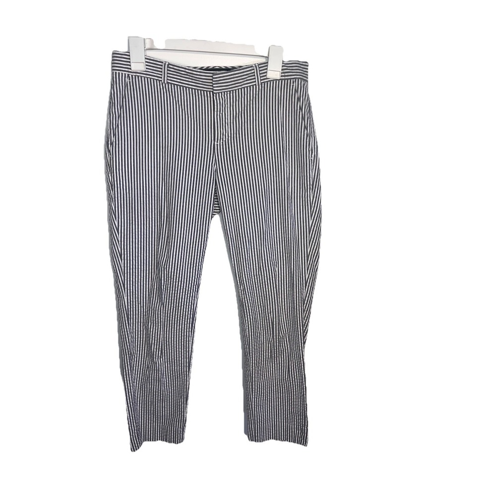 Banana Republic Hampton Size 2 Gray White Striped Seersucker Cottage Core‎